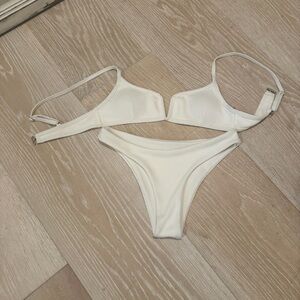 Zaful White Ribbed Bikini Set SMALL